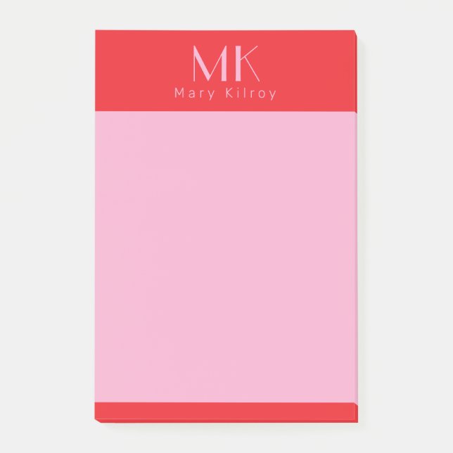 Personalisiertes, rotes Rosa minimalistisch stilvo Post-it Klebezettel (Vorderseite)