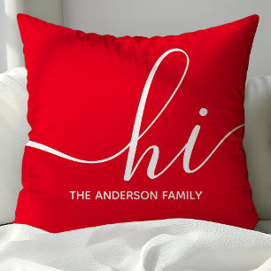 Personalisiertes rotes Schriftzug-Hi Kissen