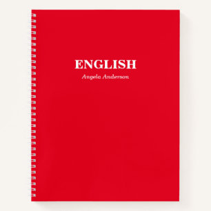 Personalisiertes rotes Spiralheft für Schulfächer Notizbuch
