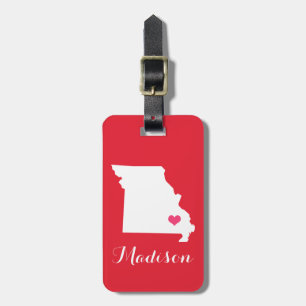 Personalisiertes Rotes und rosa Herz Missouri Staa Gepäckanhänger