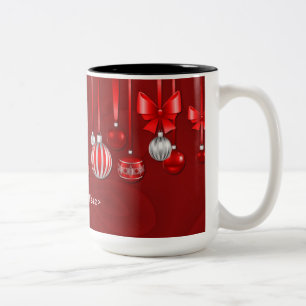 Personalisiertes rotes Weihnachten verziert Tasse