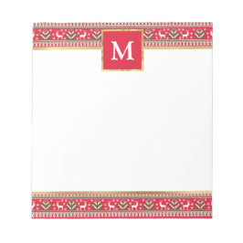 Personalisiertes rotes Weihnachts-Fair Isle Muster Notizblock