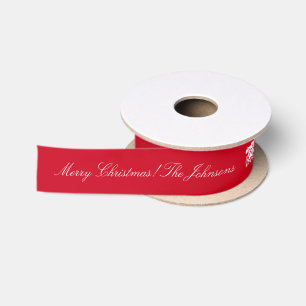 Personalisiertes rotes Weihnachtsband mit Stechpal Satinband