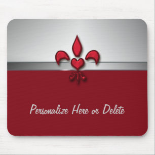 Personalisiertes rotes weißes graues Lilien-Herz Mousepad