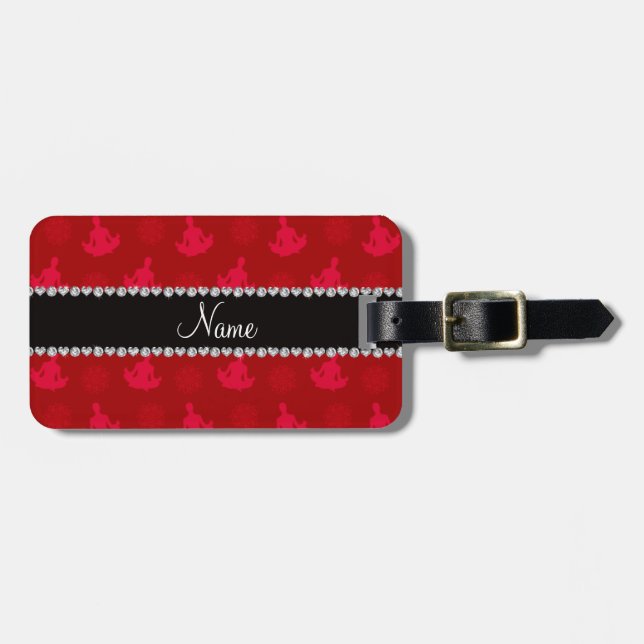 Personalisiertes rotes Yoganamensmuster Gepäckanhänger (Vorderseite horizontal)