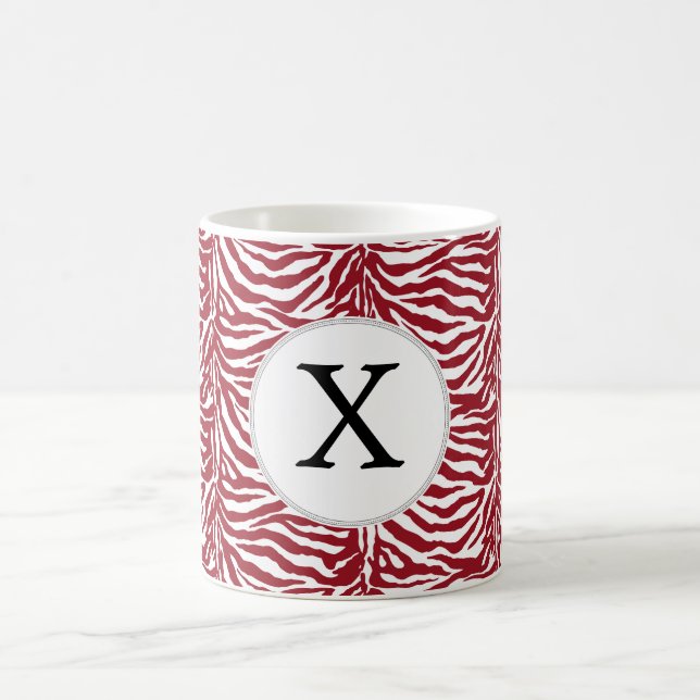 Personalisiertes rotes Zebra-Streifen-Muster Tasse (Mittel)