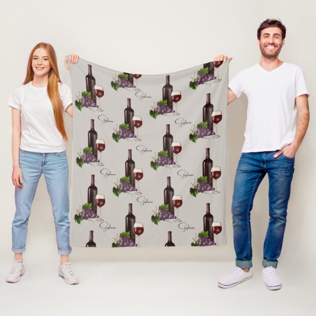 Personalisiertes Rotwein-Muster Fleecedecke (Beispiel)