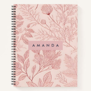 Personalisiertes Rouge Botanisches Florales Design Notizbuch