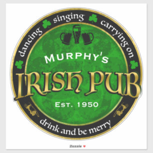 Personalisiertes Round Irish Pub Logo Aufkleber