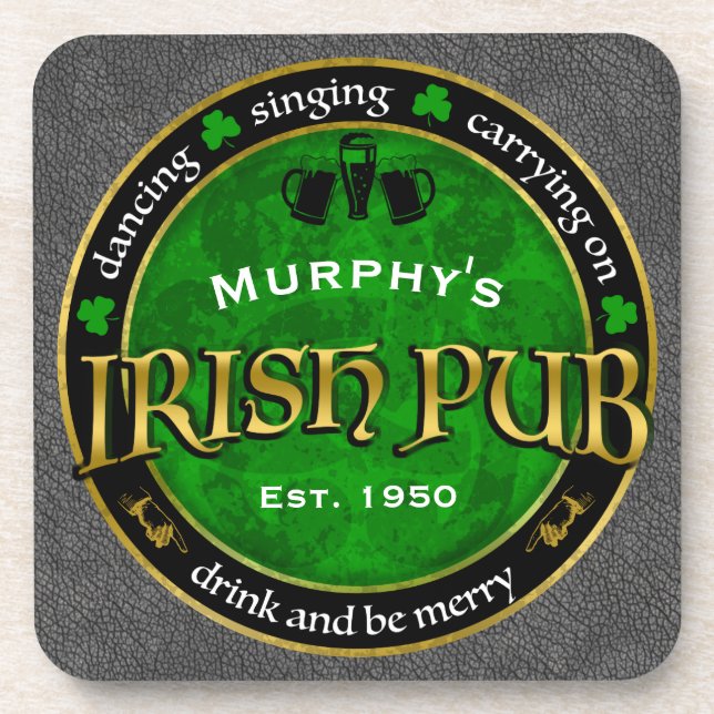 Personalisiertes, Round Irish Pub Logo Getränkeuntersetzer (Vorderseite)