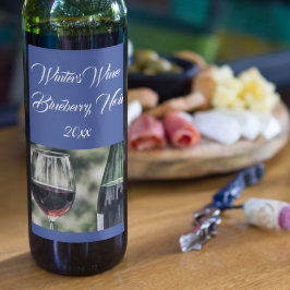 Personalisiertes Royal Blue Wine Flaschen Foto Weinetikett