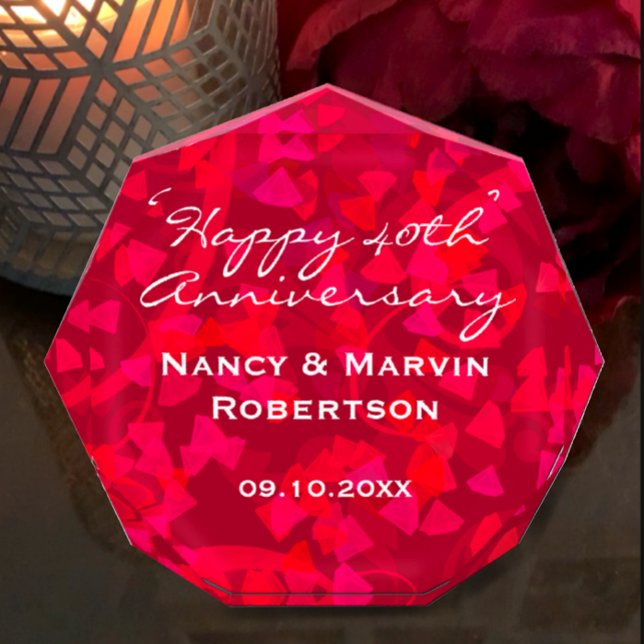 Personalisiertes Ruby 40-jähriges Bestehengebäck Fotoblock (Add couples names and anniversary date to create a ruby red 40th anniversary keepsake gift
)