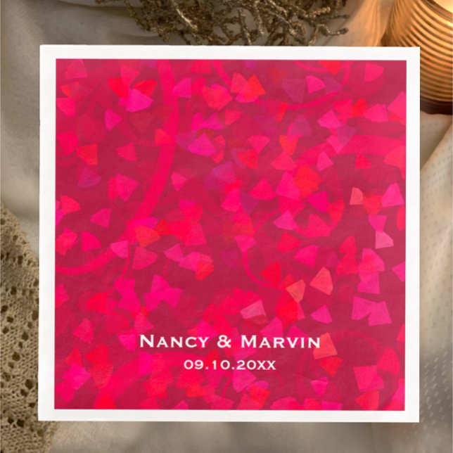 Personalisiertes Ruby 40-jähriges Hochzeitsjubiläu Serviette (Add couples names and 40th anniversary date to this vibrant ruby gem pink red party napkin
)
