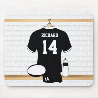 Personalisiertes Rugby Jersey Schwarz und Weiß Mousepad
