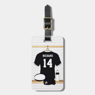 Personalisiertes Rugby Jersey Schwarzweiss Gepäckanhänger