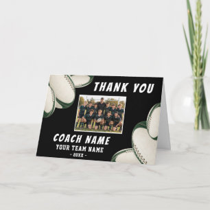 Personalisiertes Rugby-Trainer-Dankeschön-Teamfoto Dankeskarte