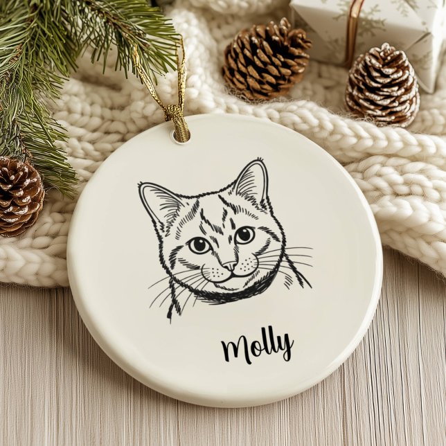 Personalisiertes Russisch Blau Katzen-Weihnachten Keramik Ornament (Von Creator hochgeladen)