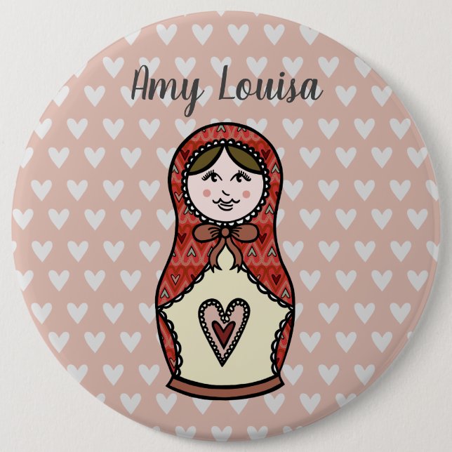 Personalisiertes Russisches Puppe Matryoshka Butto Button (Vorderseite)