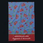 Personalisiertes rustikales Bauernhaus Tomato Geschirrtuch<br><div class="desc">Personalisierte handgemalte Aquarelltomaten in blauer,  rustikaler Bauernstil.</div>