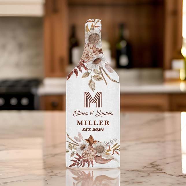 Personalisiertes rustikales Boho Floral Monogram Schneidebrett (Von Creator hochgeladen)