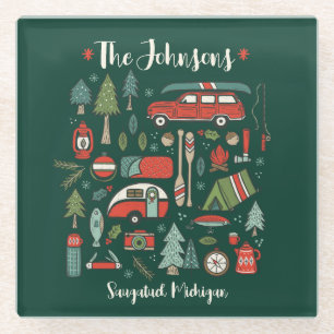 Personalisiertes Rustikales Camping Glasuntersetzer