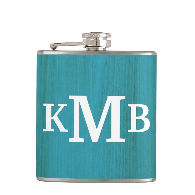 Personalisiertes rustikales Chic Wood Classic Mono Flachmann (Vorderseite)