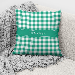 Personalisiertes Rustikales Grün Kariert Gingham Kissen