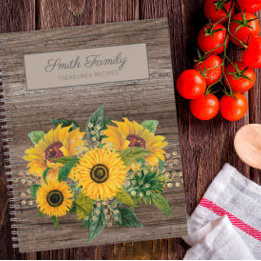 Personalisiertes Rustikales Holz Gelbe Sonnenblume Notizbuch