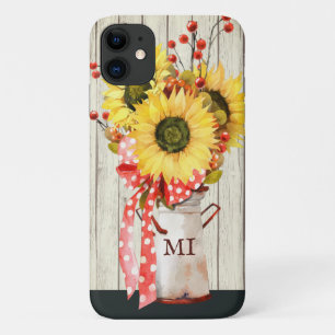 Personalisiertes rustikales Land Sonnenblumen auf Case-Mate iPhone Hülle