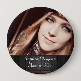 Personalisiertes Rustikales Schwarzes Foto Jahr Button