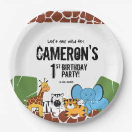 Personalisiertes Safari-Party zum 1. Geburtstag Pappteller