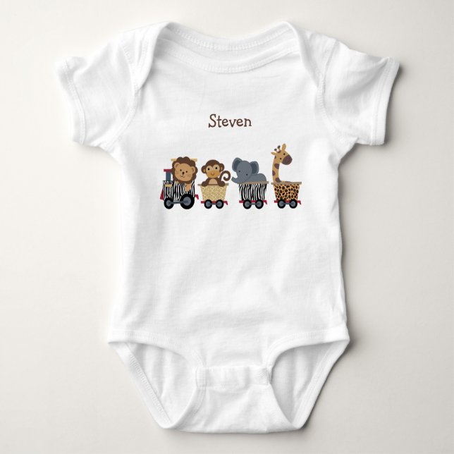Personalisiertes Safari-Shirt Baby Strampler (Vorderseite)