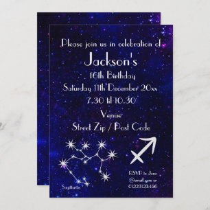 Personalisiertes Sagittarius Zodiac Galaxy Party Einladung