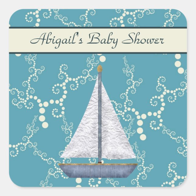 Personalisiertes Sailboat Baby Shower Stickers (Vorderseite)