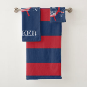 Personalisiertes Sailboat Blue Badhandtuch Set