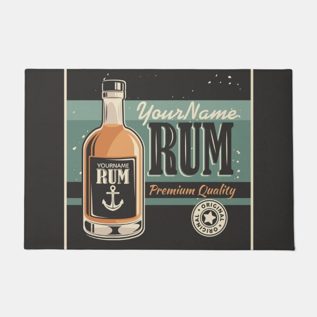 Personalisiertes Sailor Rum Liquor Flasche Retro S Fußmatte (Vorderseite)