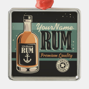 Personalisiertes Sailor Rum Liquor Flasche Retro S Ornament Aus Metall