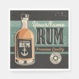 Personalisiertes Sailor Rum Liquor Flasche Retro S Serviette