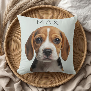 Personalisiertes Salbei-Hundefoto & Name Kissen