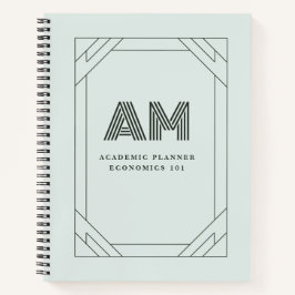 Personalisiertes Salbei-Minz-Ton-in-Ton-Monogramm Notizbuch
