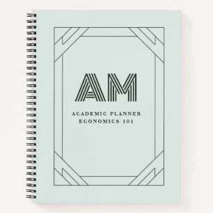 Personalisiertes Salbei-Minz-Ton-in-Ton-Monogramm  Notizbuch