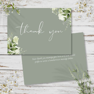 Personalisiertes Salbeigrün Florales Elegantes Skr Dankeskarte