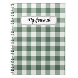 Personalisiertes Salbeigrün Gingham Ästhetik Notiz Notizblock