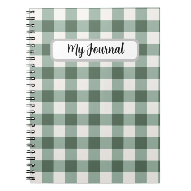 Personalisiertes Salbeigrün Gingham Ästhetik Notiz Notizblock (Vorderseite)