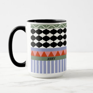 Personalisiertes salbeigrünes geometrisches Muster Tasse