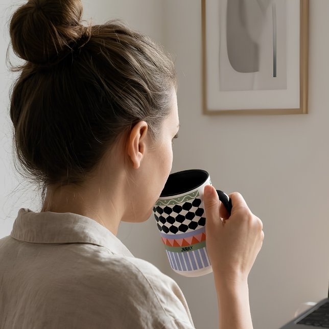 Personalisiertes salbeigrünes geometrisches Muster Tasse (Von Creator hochgeladen)