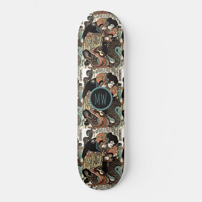Personalisiertes Samurai- und Serpent-Skateboard Skateboard (Vorderseite)