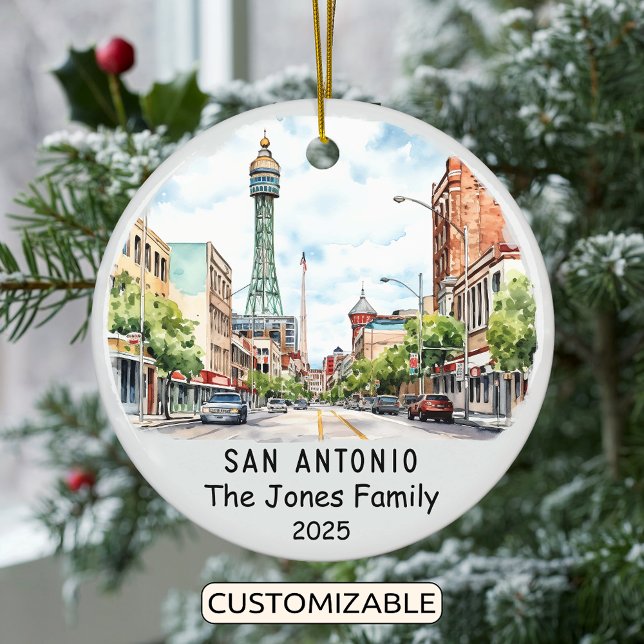 Personalisiertes San Antonio Ornament, Texas Keramik Ornament (Von Creator hochgeladen)