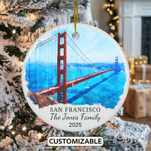 Personalisiertes San Francisco Ornament, Kaliforni Keramik Ornament