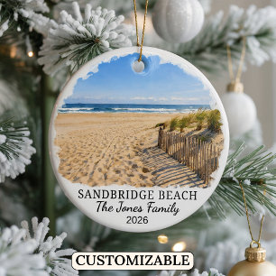 Personalisiertes Sandbridge Beach-Ornament, Benutz Keramik Ornament